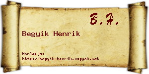 Begyik Henrik névjegykártya